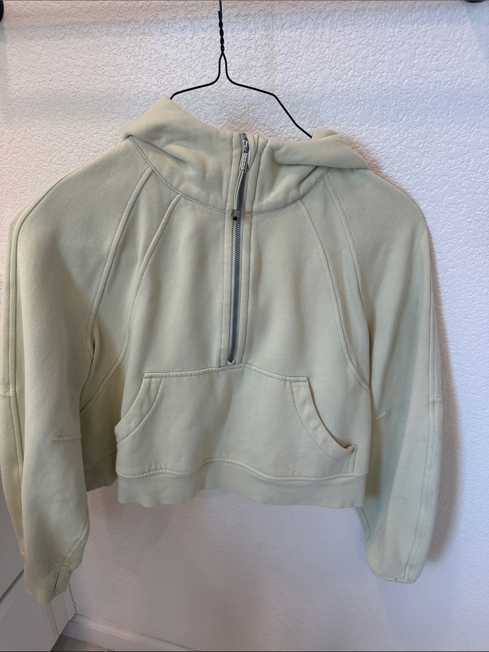 lululemon athletica  Green Half-Zip Hooded Cropped Sweatshirt
